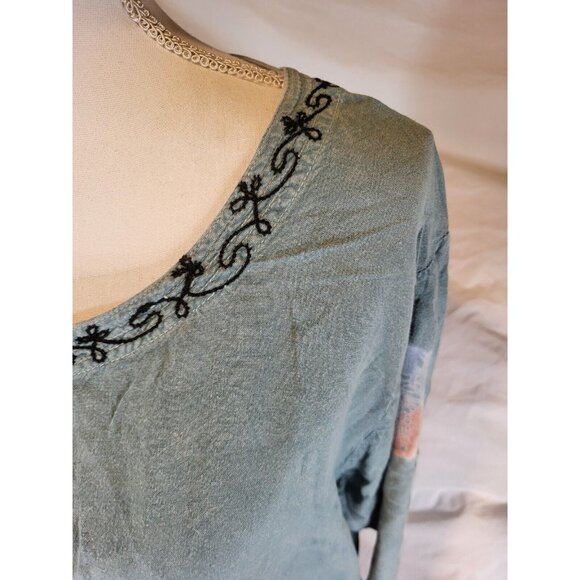 Vtge Magic Embroidered Rayon Tie Dye 3/4‎ Sleeve Top  Free Size - Picture 2 of 5